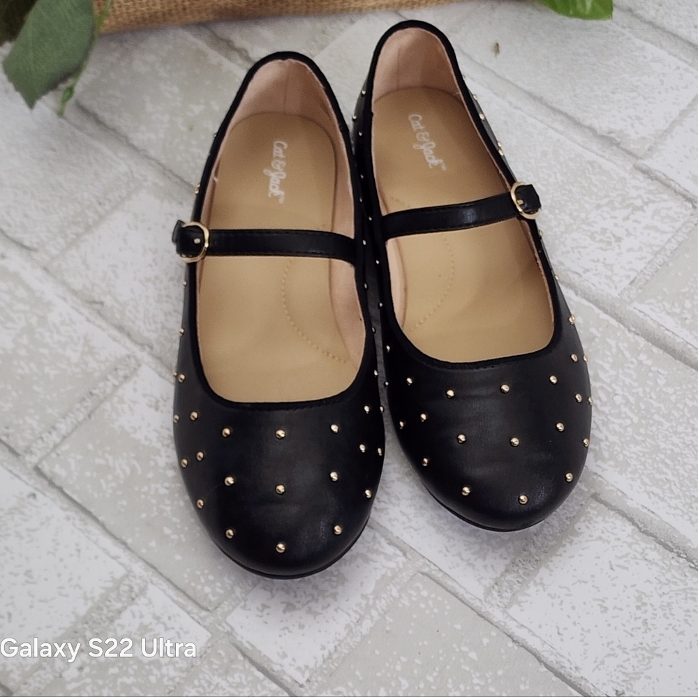 Black Studded Mary Jane Flats